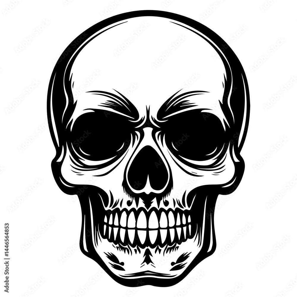 Fototapeta premium skull, Human Skull, Cartoon Skull Icon Silhouette