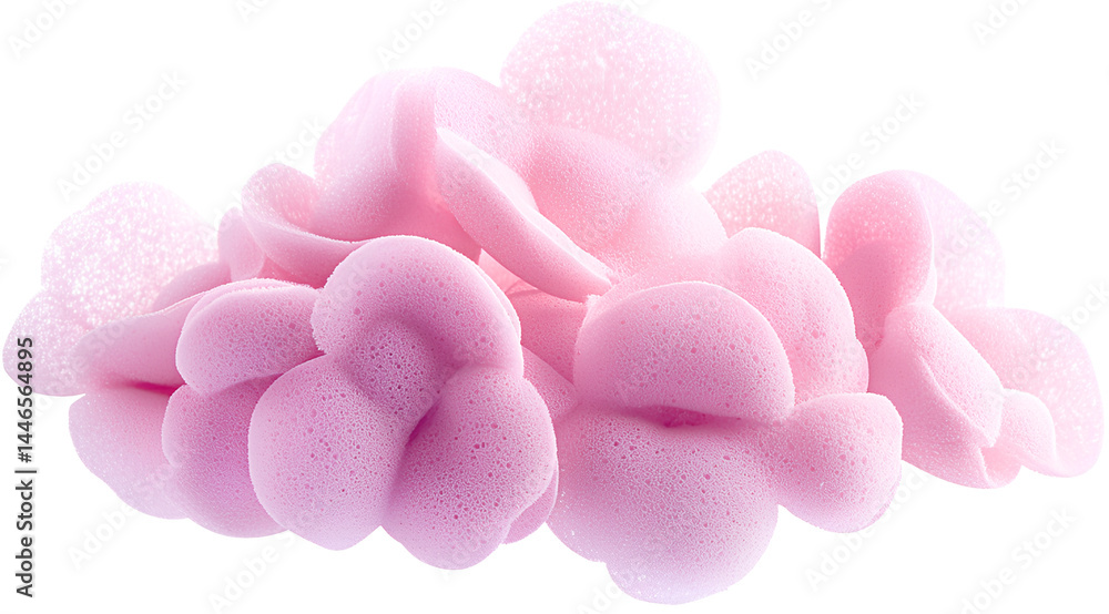 Fototapeta premium Pink, flower-shaped makeup sponges with a transparent background, in PNG format, high resolution, high quality, high detail