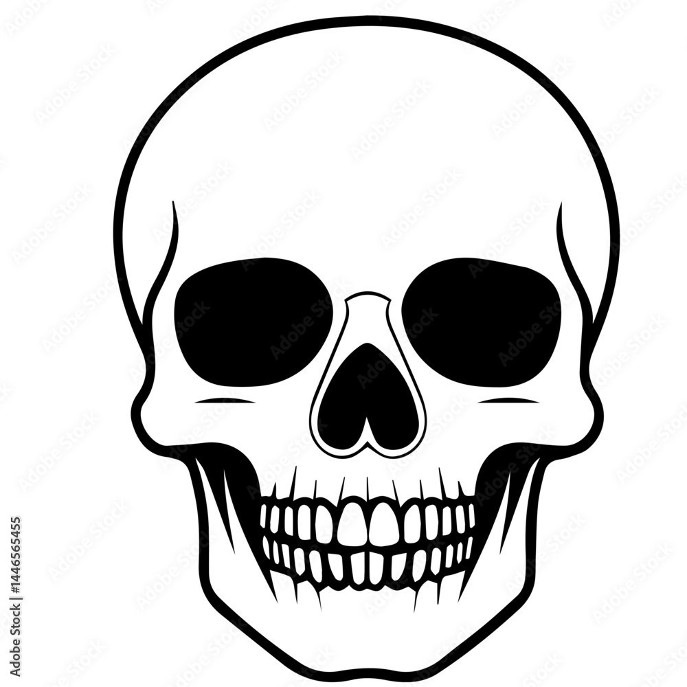 Fototapeta premium skull, Human Skull, Cartoon Skull Icon Silhouette