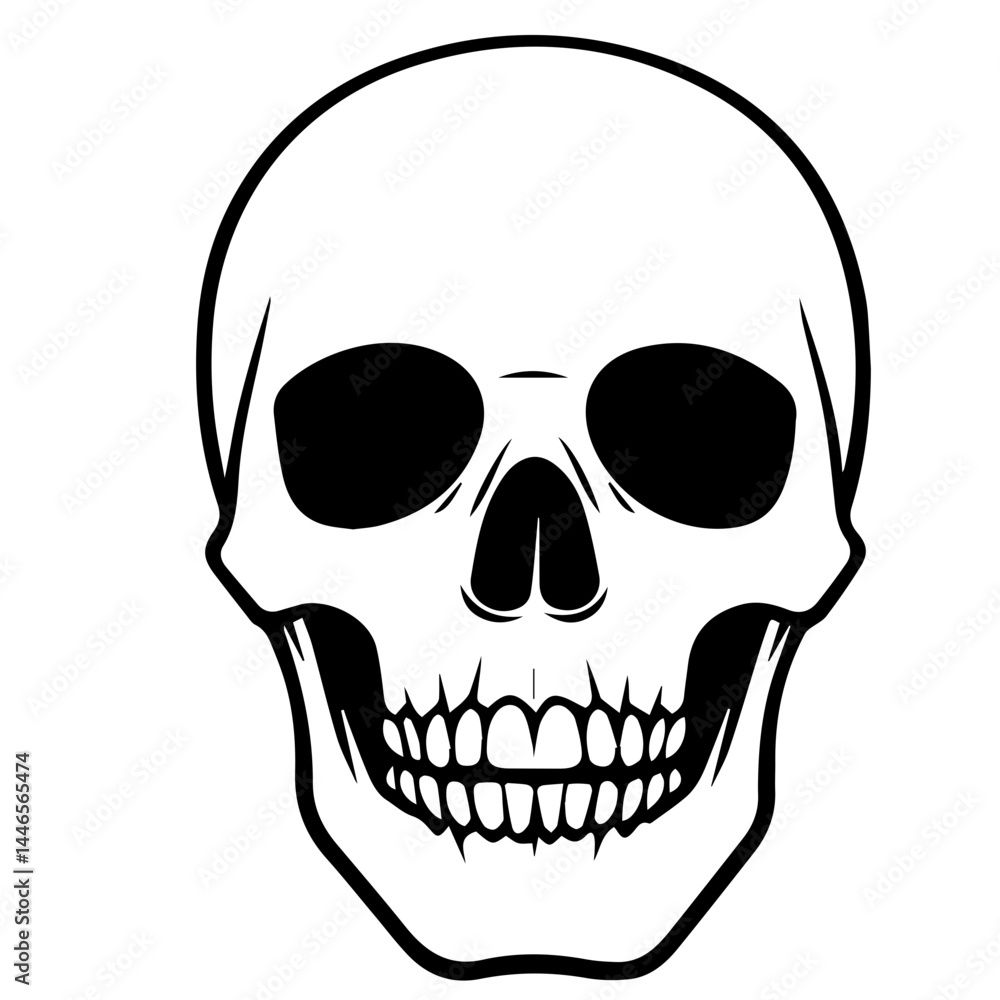Fototapeta premium skull, Human Skull, Cartoon Skull Icon Silhouette