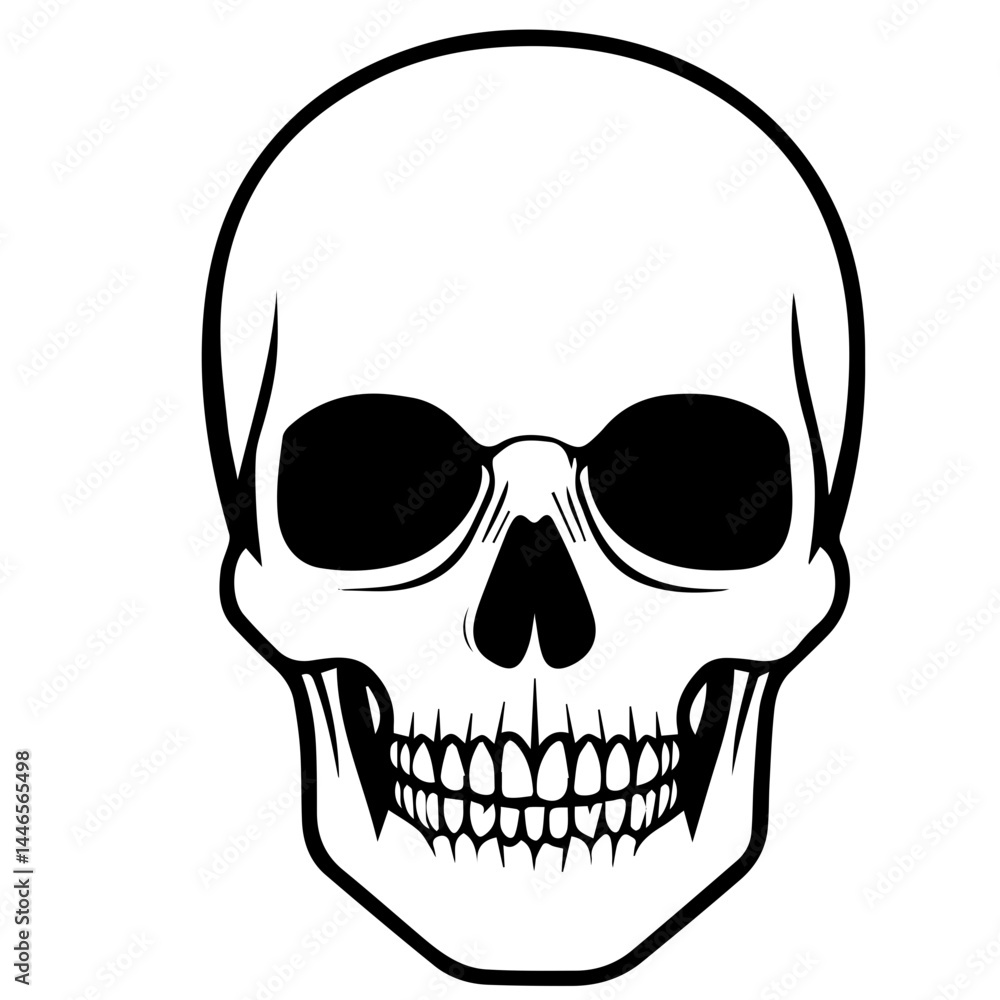 Fototapeta premium skull, Human Skull, Cartoon Skull Icon Silhouette