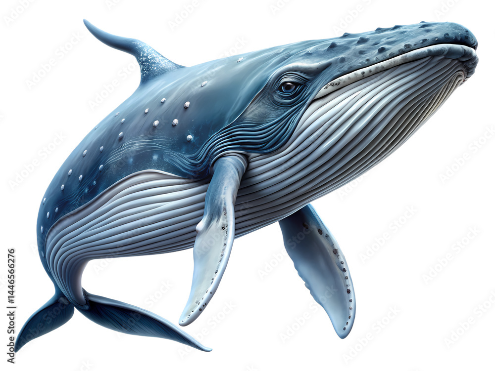 Fototapeta premium Majestic blue whale glides through the depths, showcasing the beauty of marine life