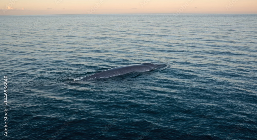 Fototapeta premium Blue whale swimming in ocean, photo