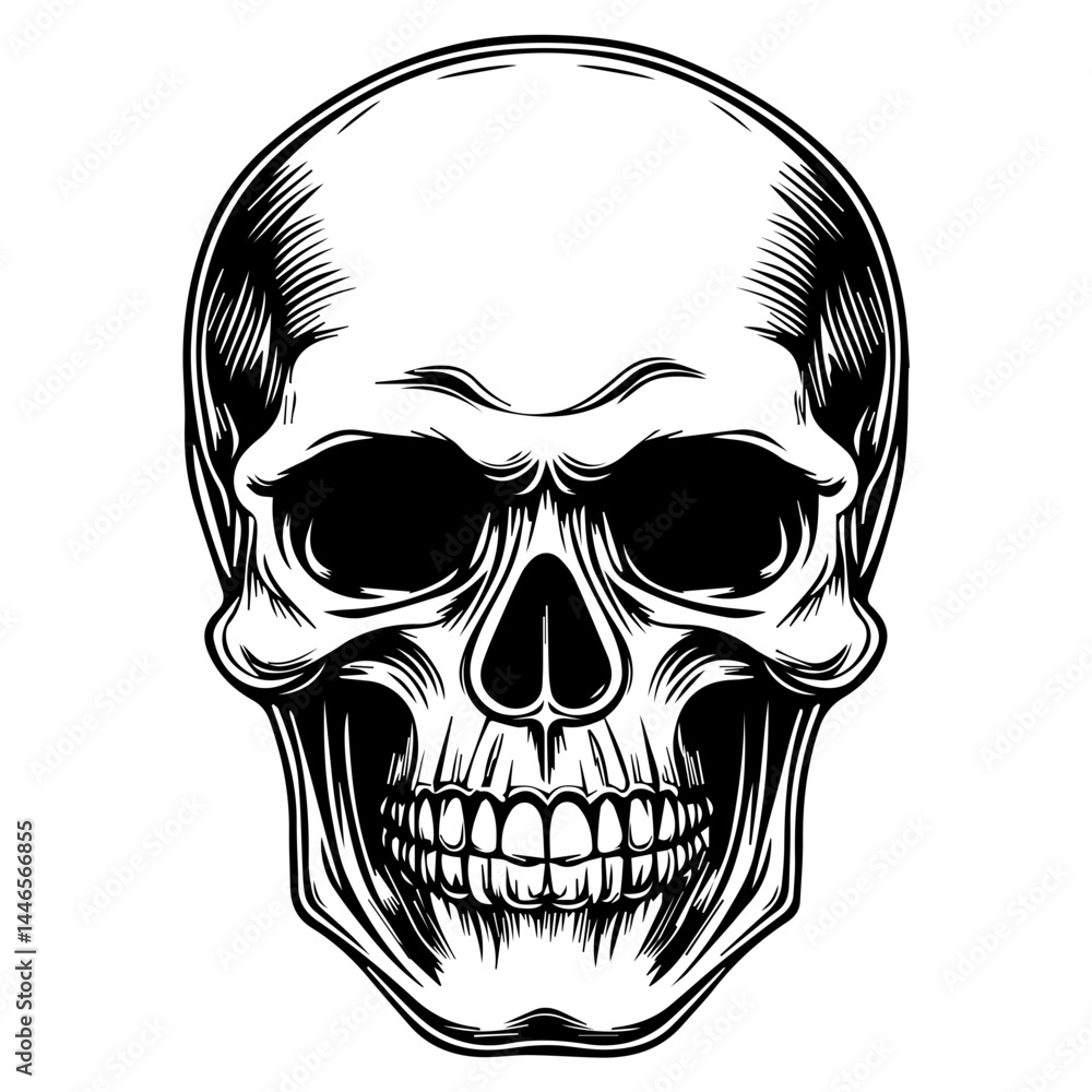 Fototapeta premium skull, Human Skull, Cartoon Skull Icon Silhouette