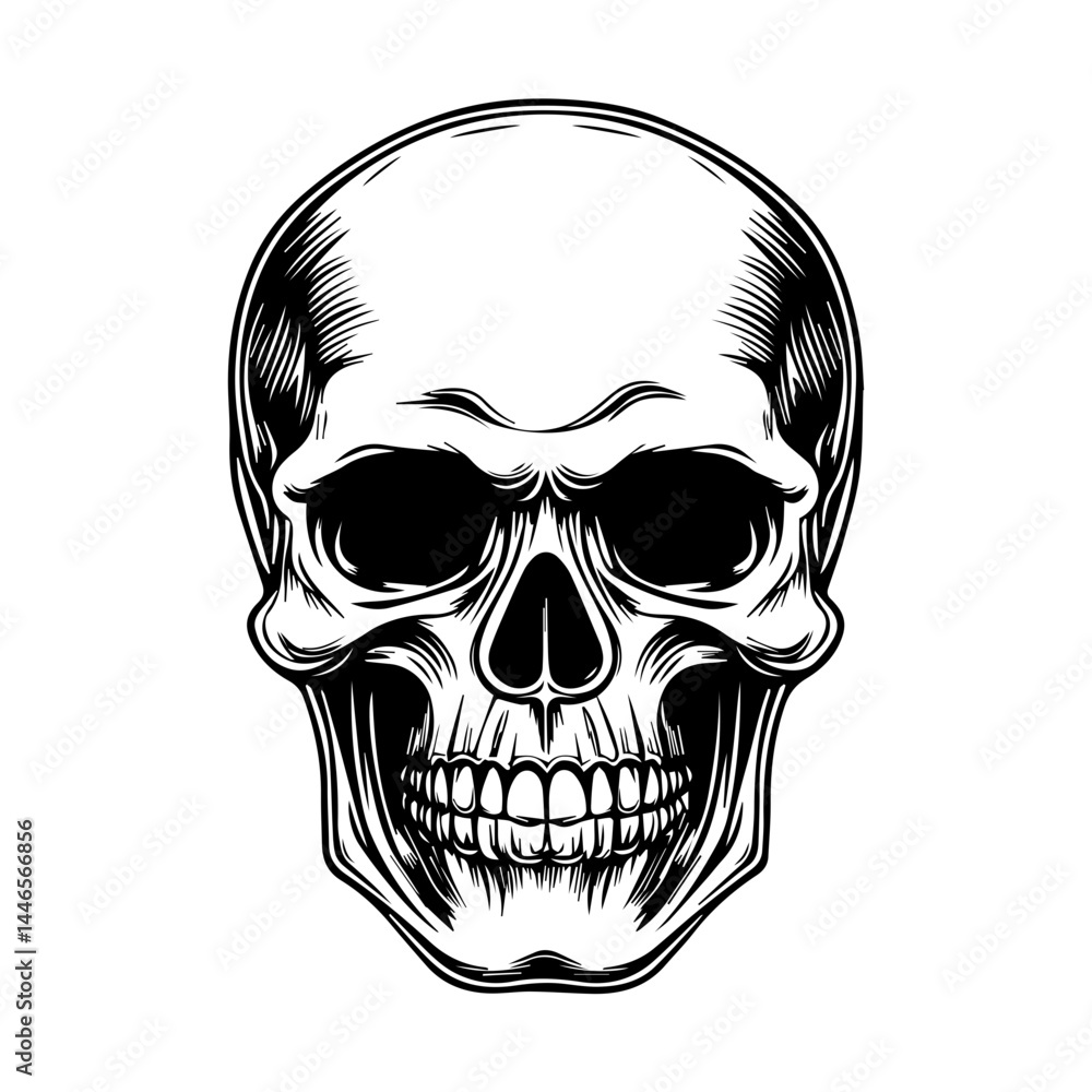 Fototapeta premium skull, Human Skull, Cartoon Skull Icon Silhouette