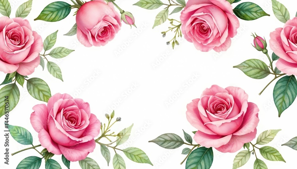 Delicate watercolor roses & leaves, repeating pattern, roses, red, graphic Delicate watercolor roses & leaves, repeating pattern, roses, red, graphic