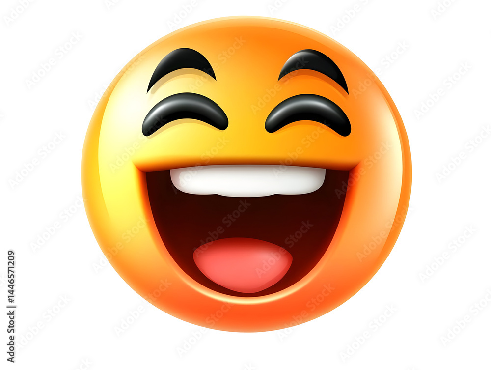 Fototapeta premium 3D Laughing Emoji Illustration With Transparent Background
