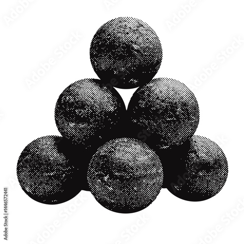 Pirate ship cannon balls halftone grunge vector design element