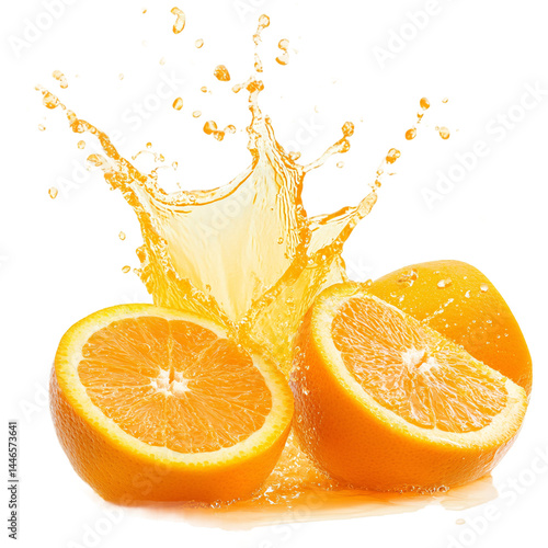 Fresh, juicy orange slices make a vibrant splash in clear water isolated on transparent background