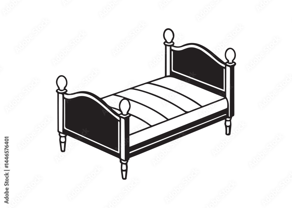 Bed silhouette vector Bed silhouette vector