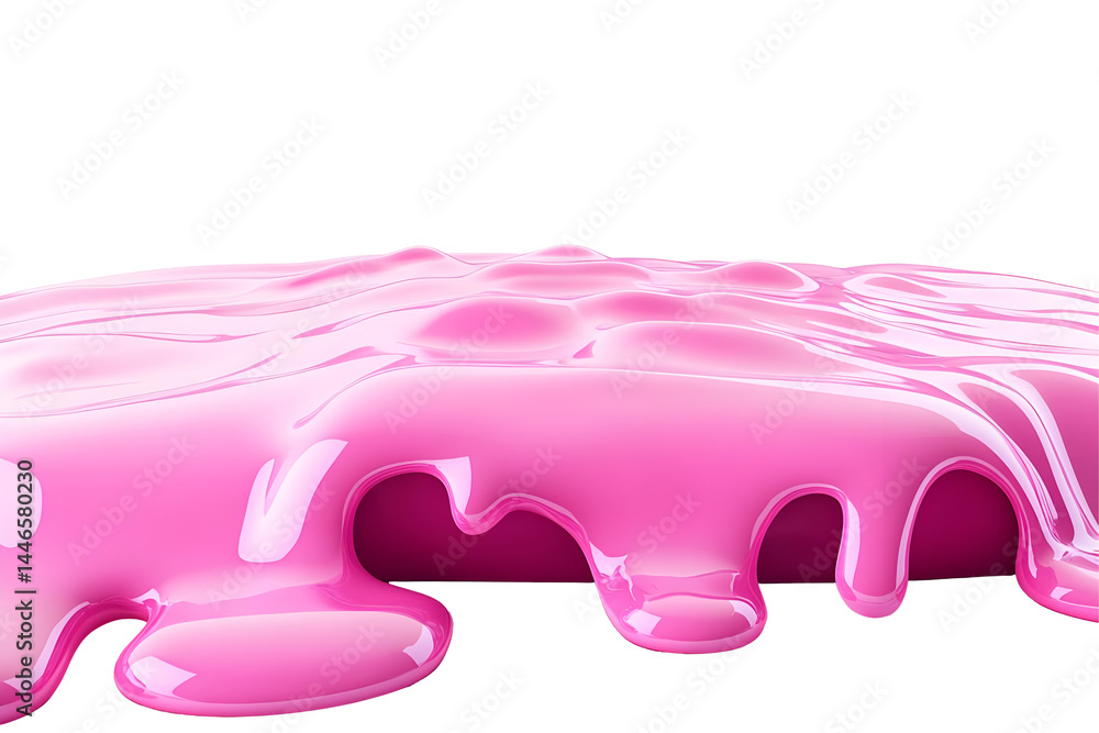 Naklejka premium Abstract Pink Glossy Liquid Spill 3D Render