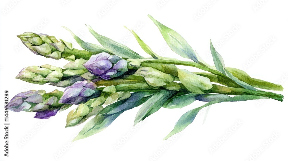 Obraz premium Watercolor asparagus illustration