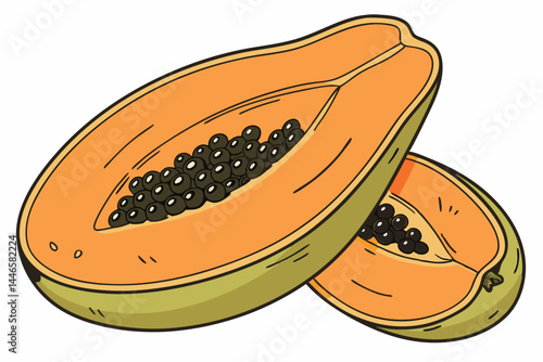 Double whole mango with leaf  isolated on white background