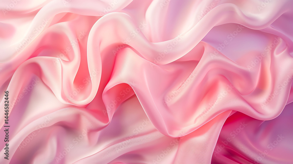 Fototapeta premium Elegant Pink Silk Fabric Drapes Soft Waves and Gentle Shadows Background
