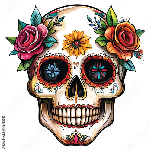 classic day of the dead skull, sugar skull