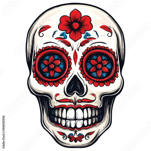 classic day of the dead skull, sugar skull