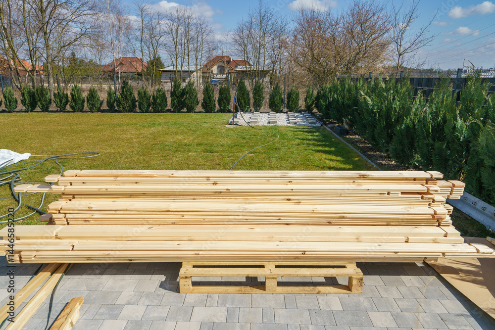 Wooden pre-cut slabs for garden shed