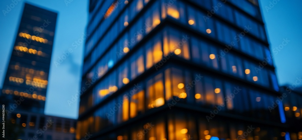 Abstract urban cityscape with illuminated building facades at twilight hour Abstract urban cityscape with illuminated building facades at twilight hour