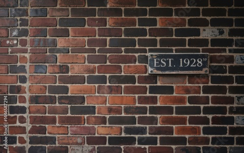Wallpaper Mural Rustic brick wall featuring an "EST. 1928" sign evokes a sense of history Torontodigital.ca