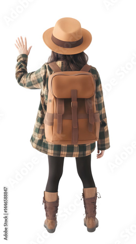 Child Back View Hiking Outfit Transparent Background Illustration
