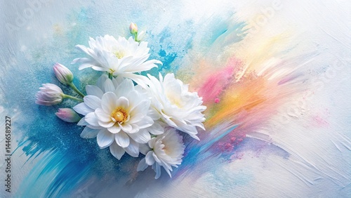 Watercolor White Paint Strokes Abstract Art