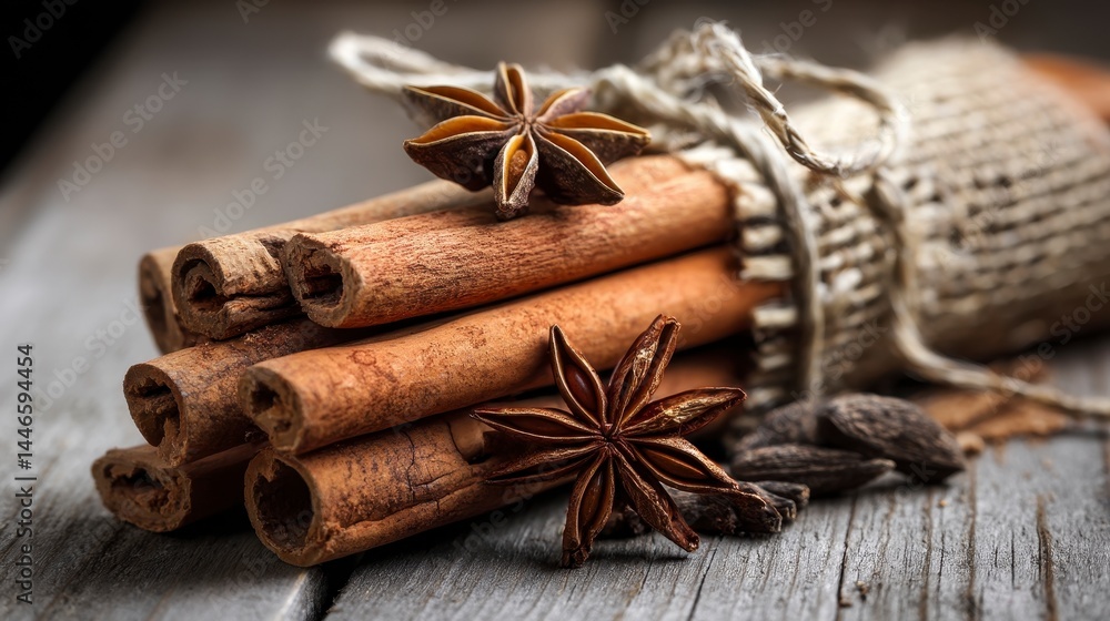 Spices on Rustic Wooden Surface Spices on Rustic Wooden Surface