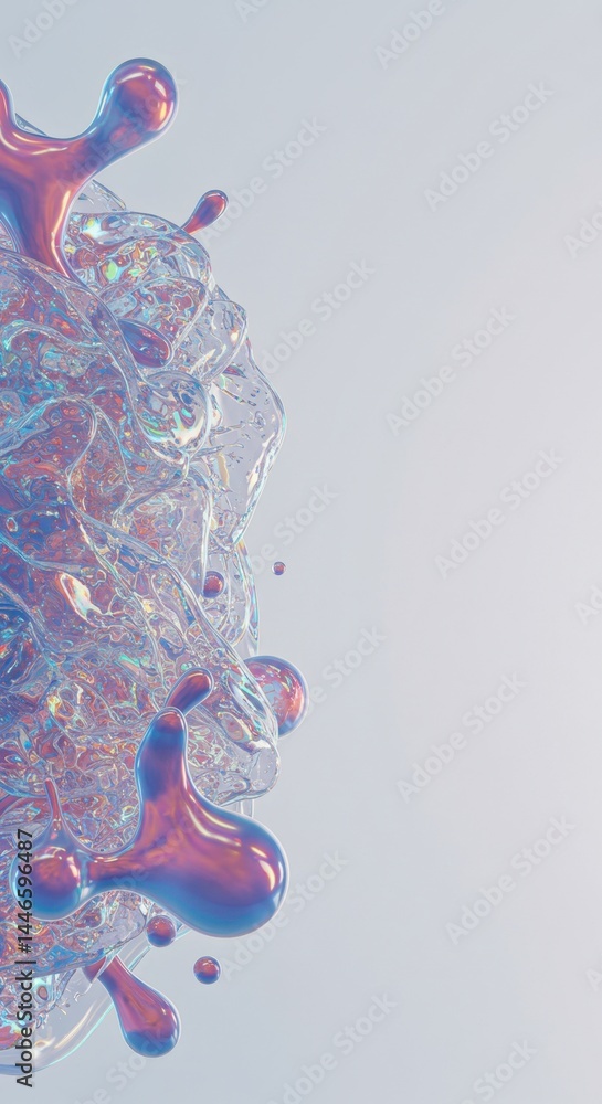 Naklejka premium Abstract Iridescent Liquid Splashes: A Kaleidoscope of Color and Form in Motion