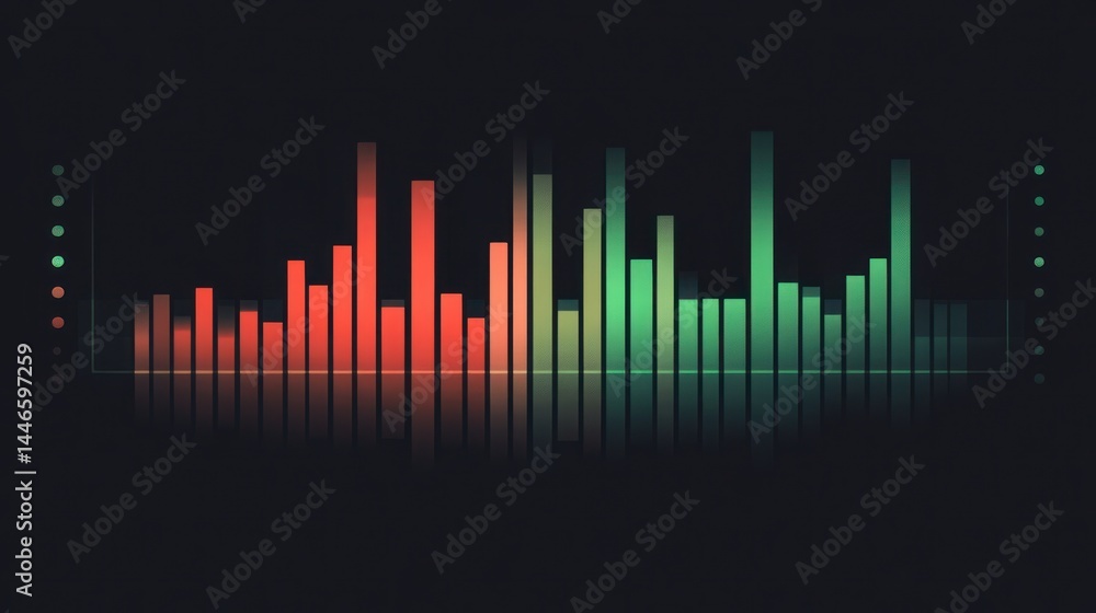 Audio equalizer visualization, dark background, music, website design Audio equalizer visualization, dark background, music, website design
