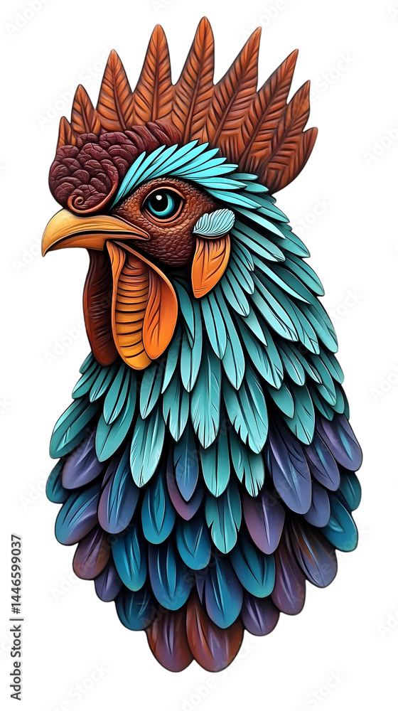 Fototapeta premium Colorful Rooster Head Illustration