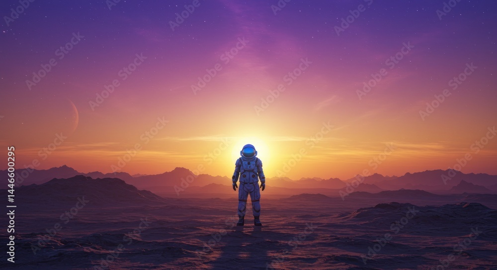 Obraz premium Astronaut on Alien Planet Illustration