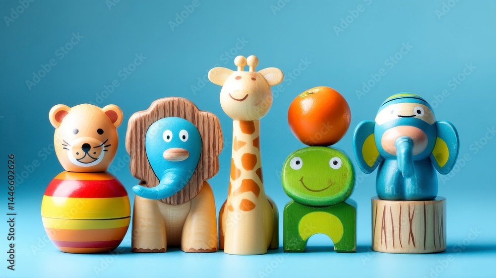 Obraz premium Colorful Wooden Animal Toys