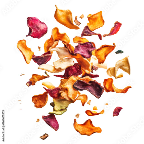Stack of chili tortilla chips isolated on transparent background