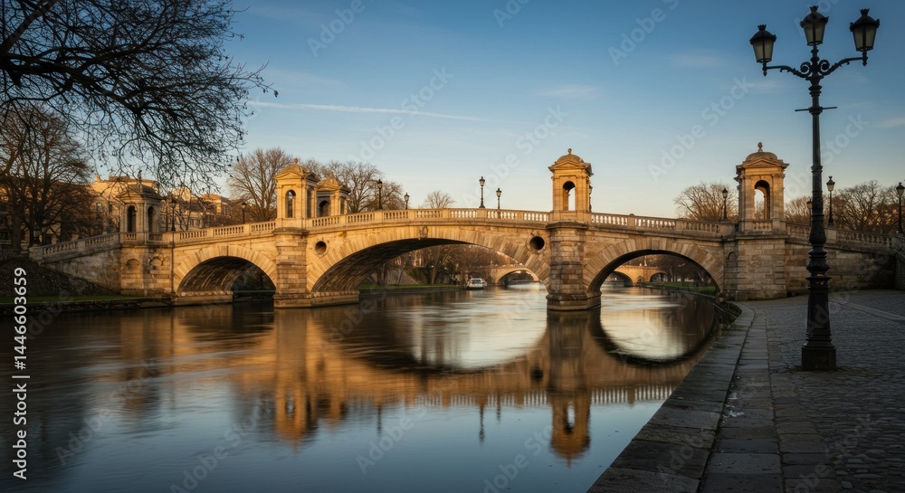Fototapeta premium Elegant Stone Bridge over River Photo