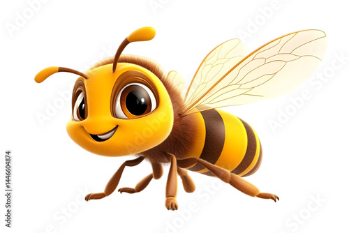 Cute Cartoon Bee Illustration Isolated On Transparent Background