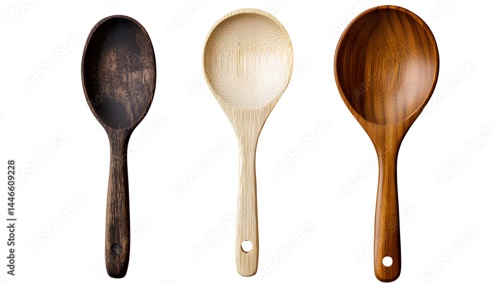 Wooden spoon isolated on transparent background, PNG file 