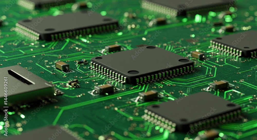 Green Circuit Board Illustration Green Circuit Board Illustration