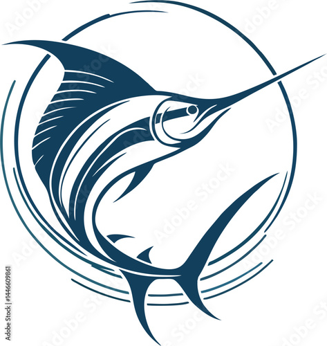Vintage Hand Drawn Blue Marlin Vector Art