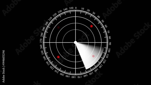 . Glowing green sonar radar animation with navigation screen interface