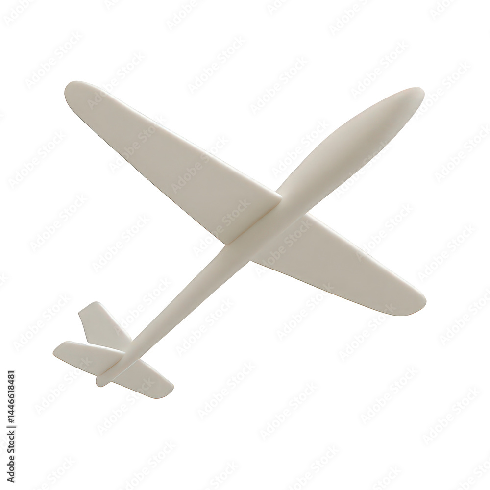 Obraz premium Sleek white model glider toy featuring broad, efficient wings and an aerodynamic fuselage, perfect for flight fun.