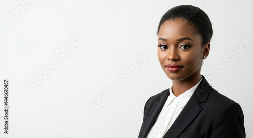 Confident African American Woman in Business Attire, Looking Dir
