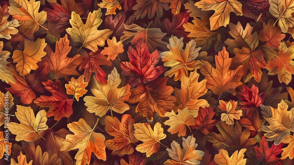Autumn leaves carpet A vibrant display of colorful maple leaves Autumn leaves carpet A vibrant display of colorful maple leaves