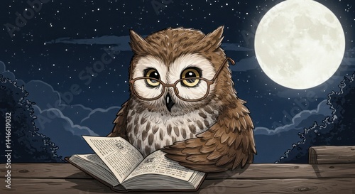 Wallpaper Mural Wise Owl Reading Illustration Torontodigital.ca
