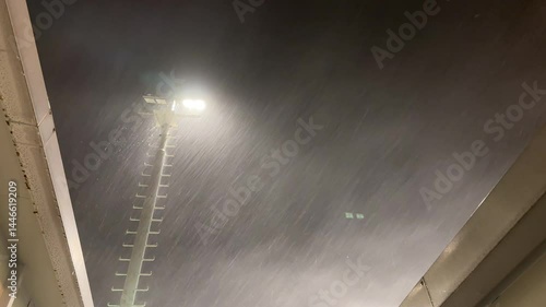 Sheets Of Heavy Rain Fly In Powerful Winds As Hurricane Hits City At Night - Saola