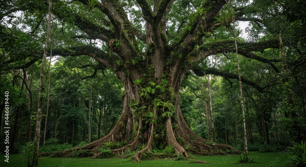 Fototapeta premium Giant Tree in Lush Forest - Photo