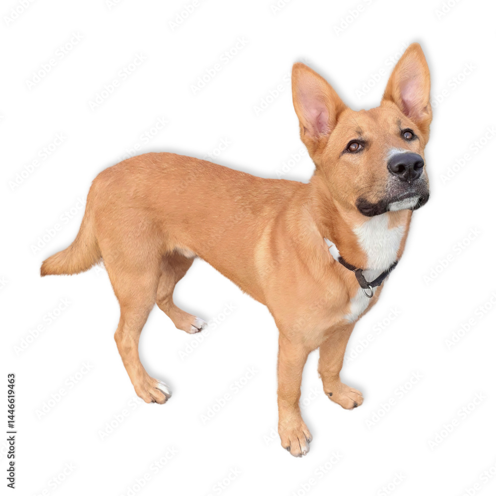 Full-Body Shepherd Mix Cutout with Upright Ears.. Full-Body Shepherd Mix Cutout with Upright Ears..
