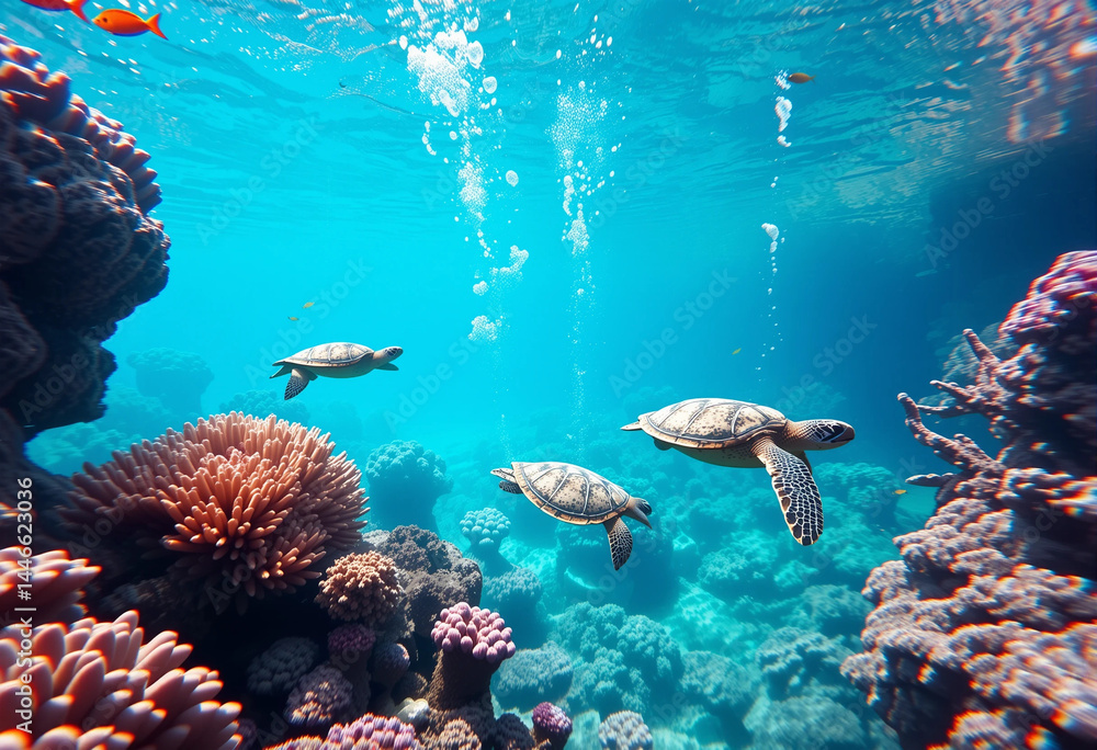Naklejka premium coral reef with fish