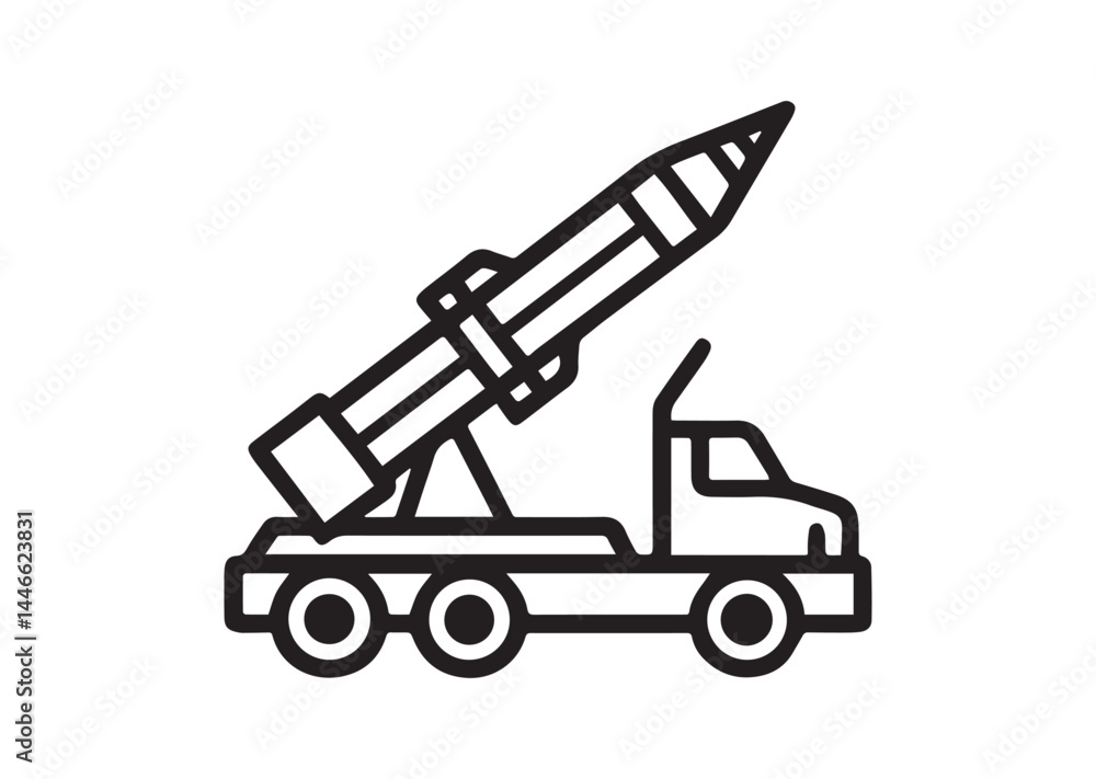 Naklejka premium Modern war patriot missile system icon, Modern war patriot missile system silhouette vector