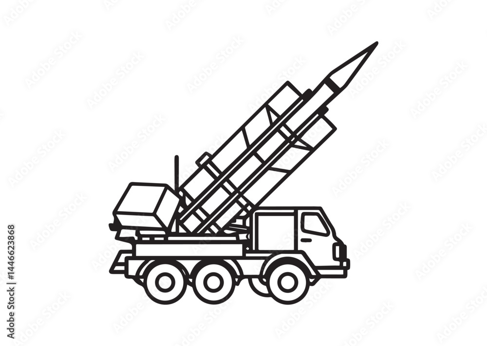 Naklejka premium Modern war patriot missile system icon, Modern war patriot missile system silhouette vector