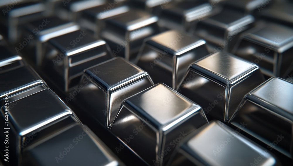 Obraz premium Close-up view of metallic ingots