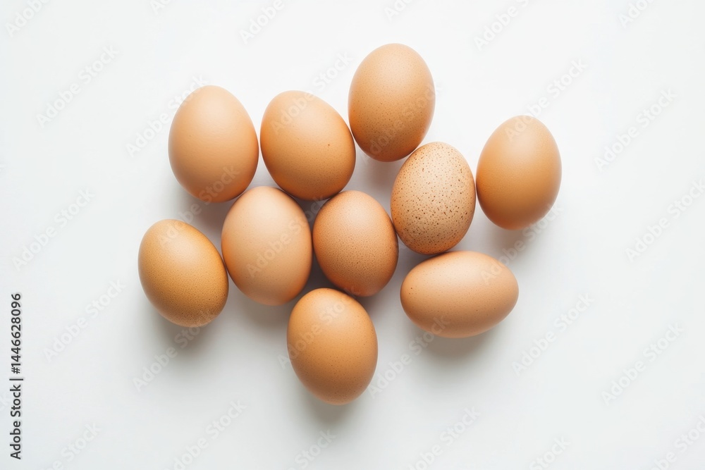 Fresh eggs clustered on white background Fresh eggs clustered on white background